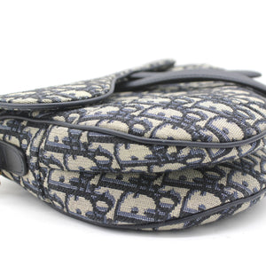 Blue Oblique Canvas Saddle Bag