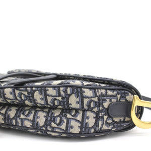 Blue Oblique Canvas Saddle Bag