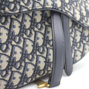 Blue Oblique Canvas Saddle Bag