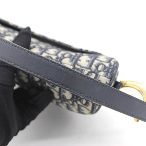 Blue Oblique Canvas Saddle Bag