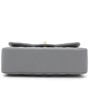 Caviar Quilted Small Classic Double Flap Grey