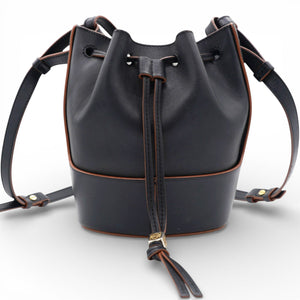 Anagram Balloon Leather Shoulder Bag Black