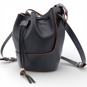 Anagram Balloon Leather Shoulder Bag Black
