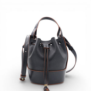 Anagram Balloon Leather Shoulder Bag Black