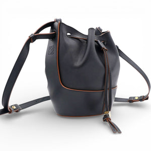 Anagram Balloon Leather Shoulder Bag Black