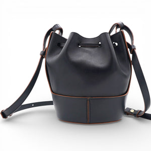 Anagram Balloon Leather Shoulder Bag Black