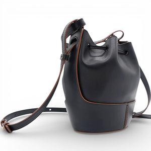 Anagram Balloon Leather Shoulder Bag Black