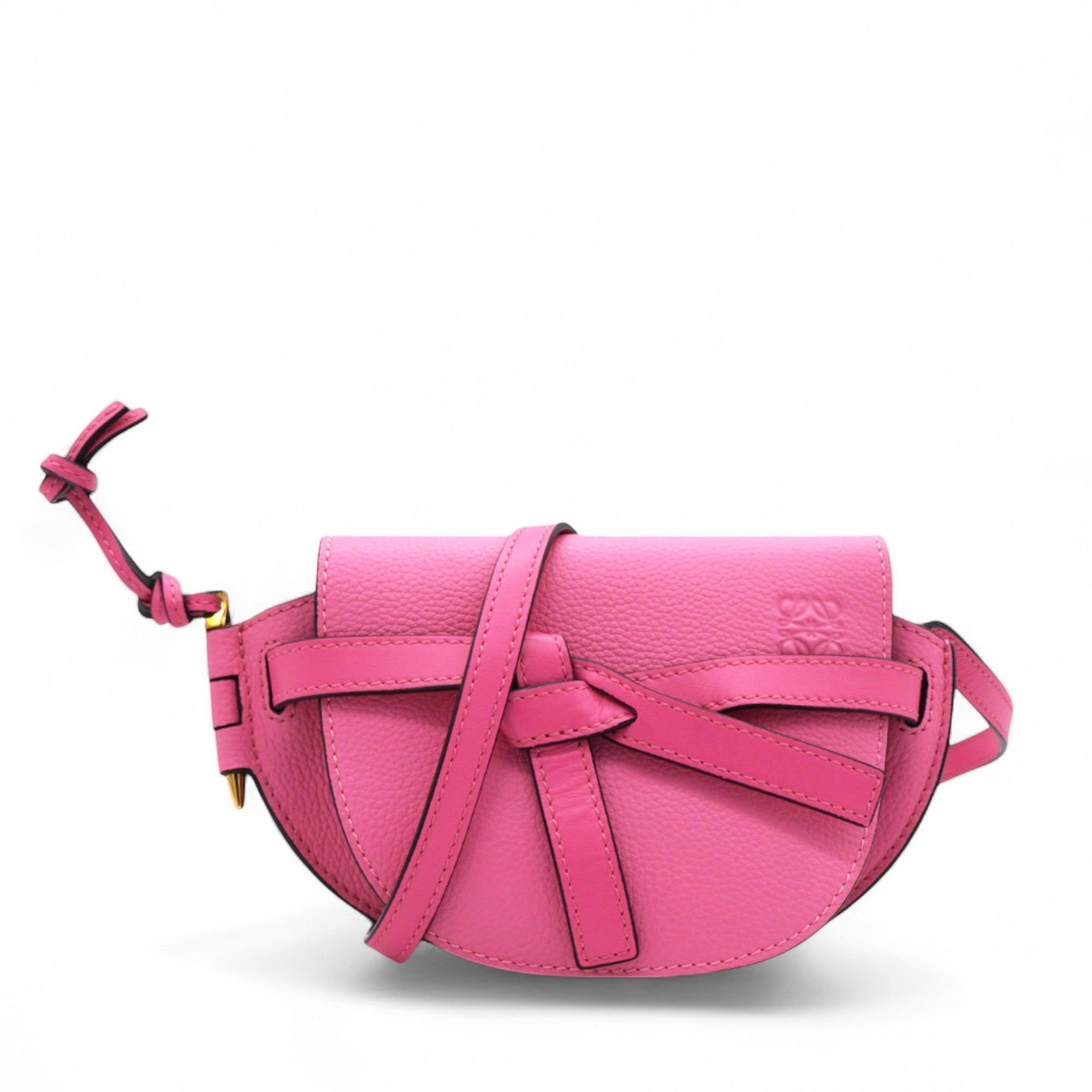 Grained Mini Gate Crossbody Bag Pink
