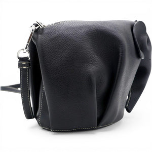 Leather Elephant Crossbody Bag Black