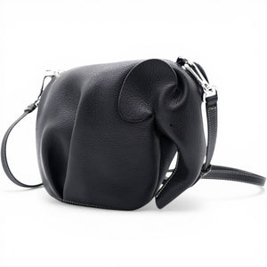 Leather Elephant Crossbody Bag Black