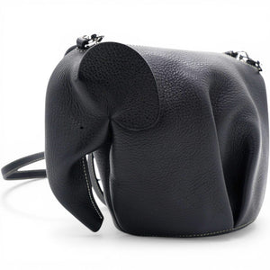 Leather Elephant Crossbody Bag Black