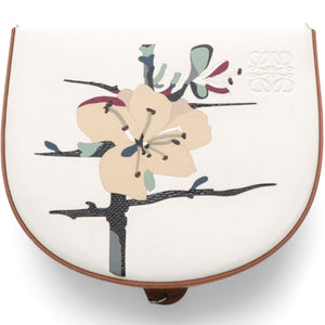 Printed Heel Crossbody Bag White Brown