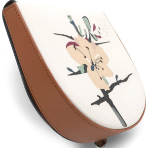 Printed Heel Crossbody Bag White Brown