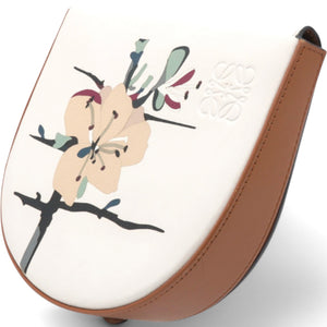 Printed Heel Crossbody Bag White Brown