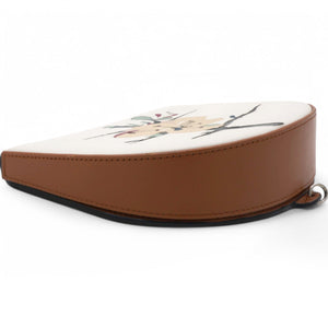 Printed Heel Crossbody Bag White Brown