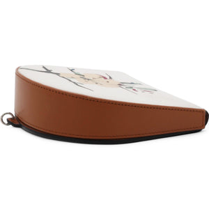 Printed Heel Crossbody Bag White Brown