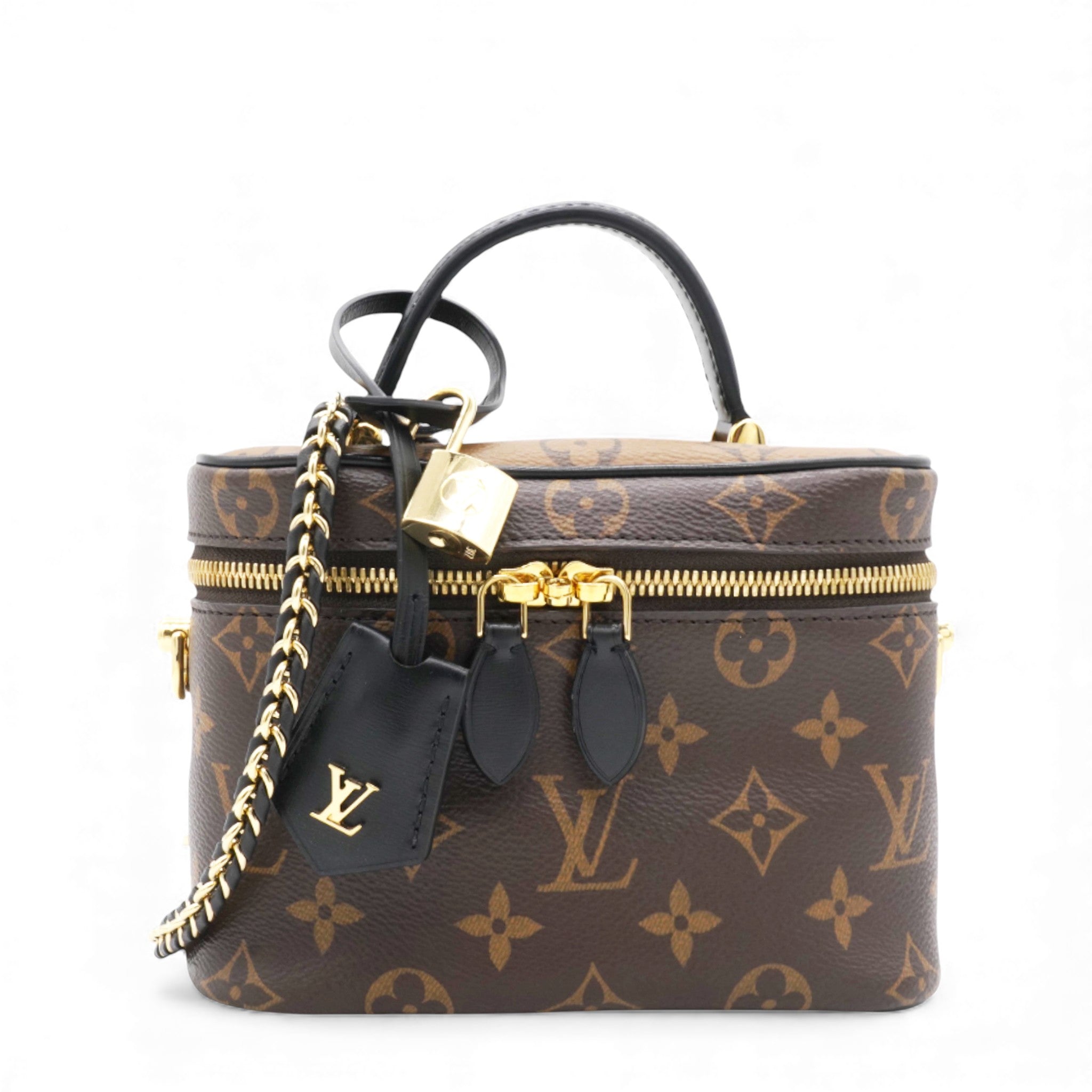 Reverse Monogram Vanity Chain Pouch Brown