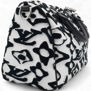 X UF Tufted Monogram Speedy Bandouliere 25 White Black
