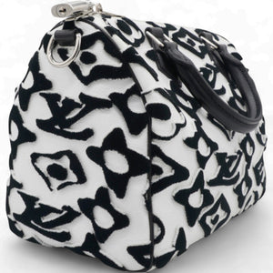 X UF Tufted Monogram Speedy Bandouliere 25 White Black