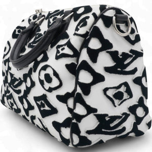 X UF Tufted Monogram Speedy Bandouliere 25 White Black