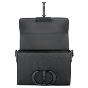 30 Montaigne Box Bag Black Ultramatte Grained Calfskin