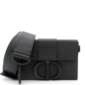 30 Montaigne Box Bag Black Ultramatte Grained Calfskin