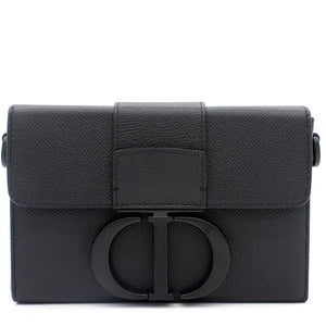 30 Montaigne Box Bag Black Ultramatte Grained Calfskin