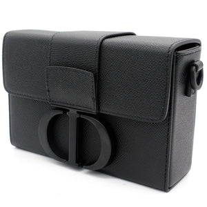 30 Montaigne Box Bag Black Ultramatte Grained Calfskin