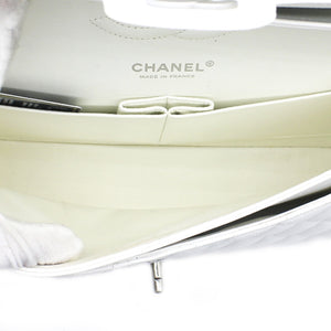 White Quilted Caviar Leather Classic Double Flap Bag