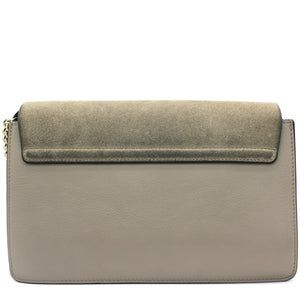 Suede Calfskin Small Faye Shoulder Bag Motty Grey