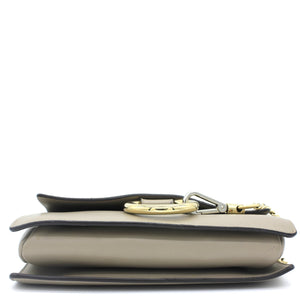 Suede Calfskin Small Faye Shoulder Bag Motty Grey