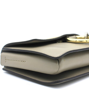 Suede Calfskin Small Faye Shoulder Bag Motty Grey