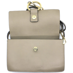 Suede Calfskin Small Faye Shoulder Bag Motty Grey