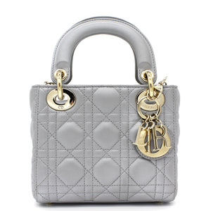 Mini Lady Dior Bag with Chain in Grey Pearly Lambskin