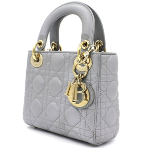 Mini Lady Dior Bag with Chain in Grey Pearly Lambskin
