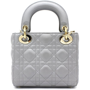 Mini Lady Dior Bag with Chain in Grey Pearly Lambskin