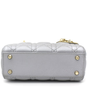 Mini Lady Dior Bag with Chain in Grey Pearly Lambskin