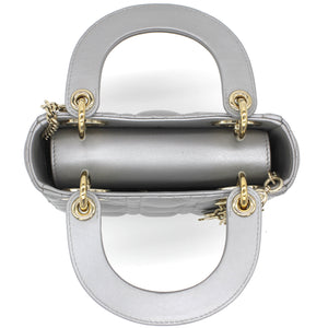 Mini Lady Dior Bag with Chain in Grey Pearly Lambskin
