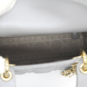 Mini Lady Dior Bag with Chain in Grey Pearly Lambskin