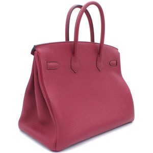 Birkin 35 handbag Rouge Grenade Togo