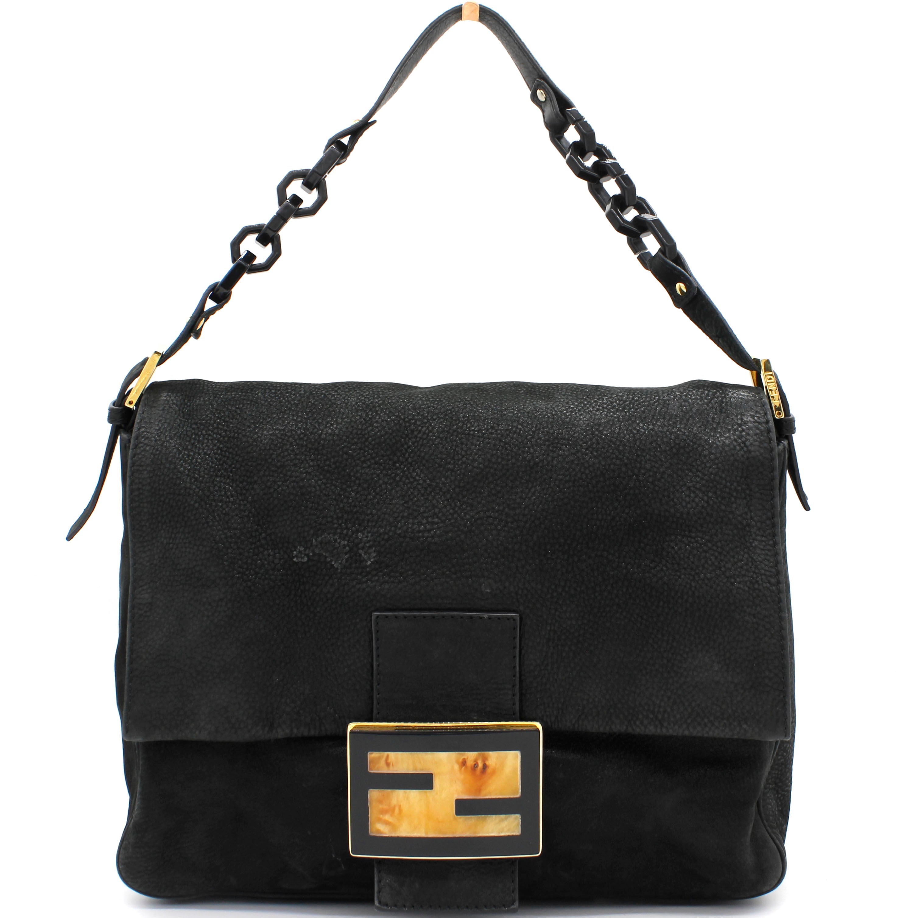 Black Iridescent Leather Mama Forever Large Flap Shoulder Bag