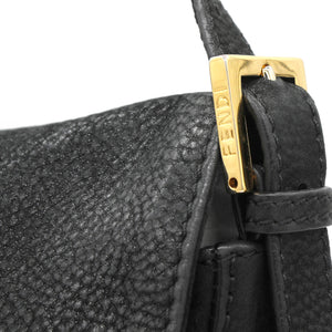 Black Iridescent Leather Mama Forever Large Flap Shoulder Bag