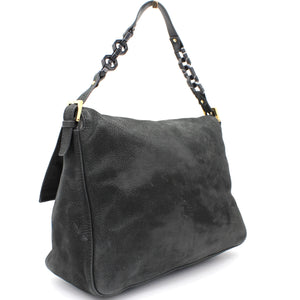 Black Iridescent Leather Mama Forever Large Flap Shoulder Bag