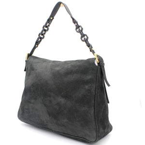 Black Iridescent Leather Mama Forever Large Flap Shoulder Bag