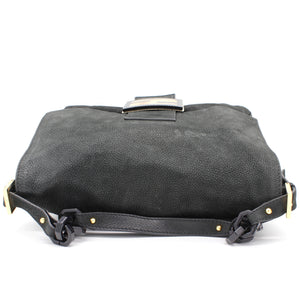 Black Iridescent Leather Mama Forever Large Flap Shoulder Bag