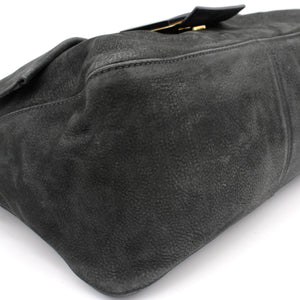Black Iridescent Leather Mama Forever Large Flap Shoulder Bag