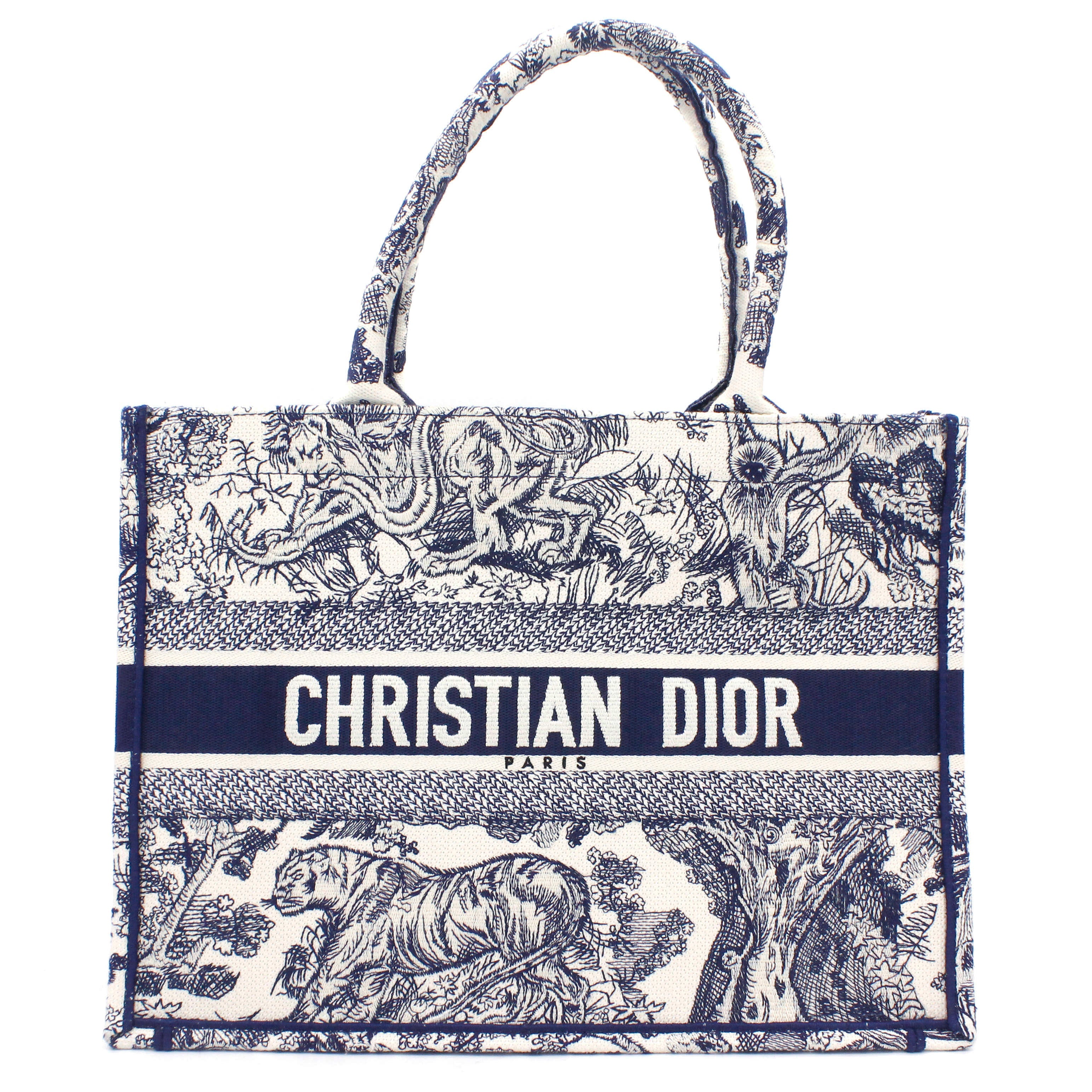 Blue Toile de Jouy Embroidery Booktote Small