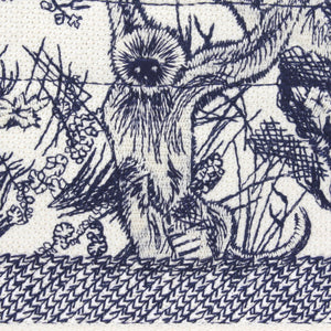 Blue Toile de Jouy Embroidery Booktote Small