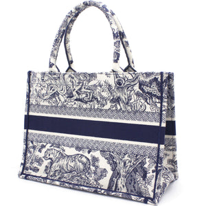 Blue Toile de Jouy Embroidery Booktote Small