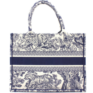 Blue Toile de Jouy Embroidery Booktote Small